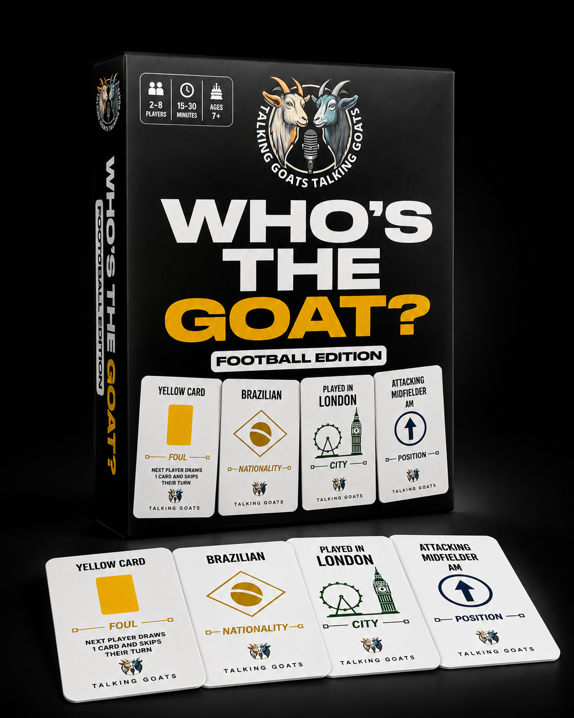 Who's The GOAT: Football Edition box and cards by Talking Goats